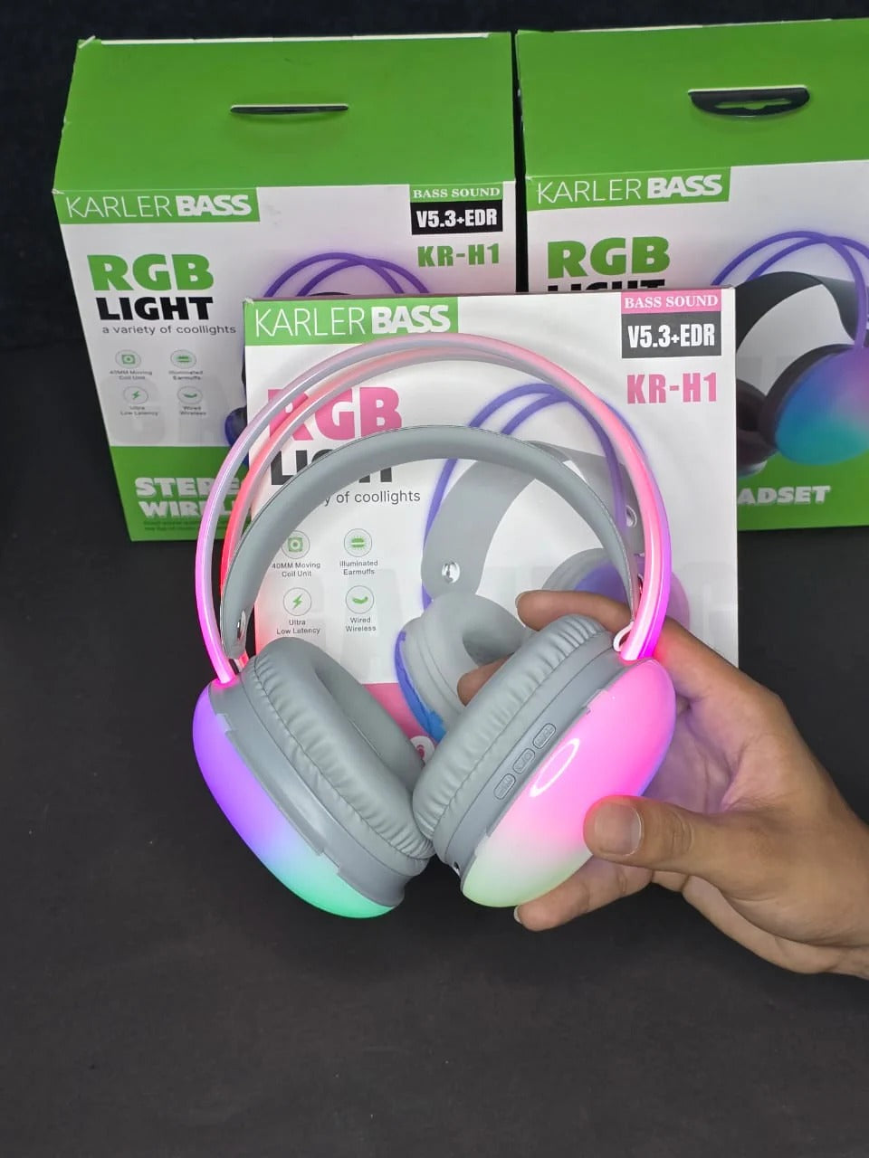 ''Karler Bass (KR-H1) RGB Light. Stereo Wireless Headphone''